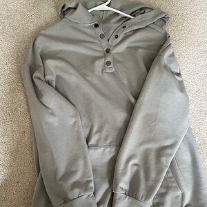 Gray Button-Up Hoodie